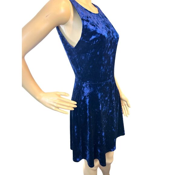 h&m Divided Womens Sleeveless Velvet Mini Dress Size 8 Midnight Blue Glam - Picture 2 of 6